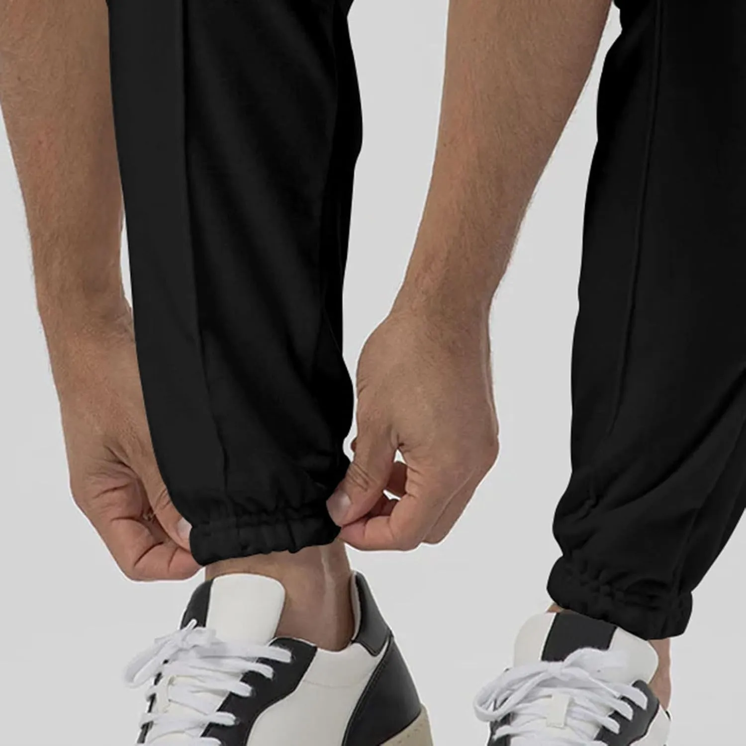 Mens Tracksuit Bottoms Elastic Waist Drawstring Sweatpants Solid Color Trousers Slim Fit Thickened Leggings with Pocket