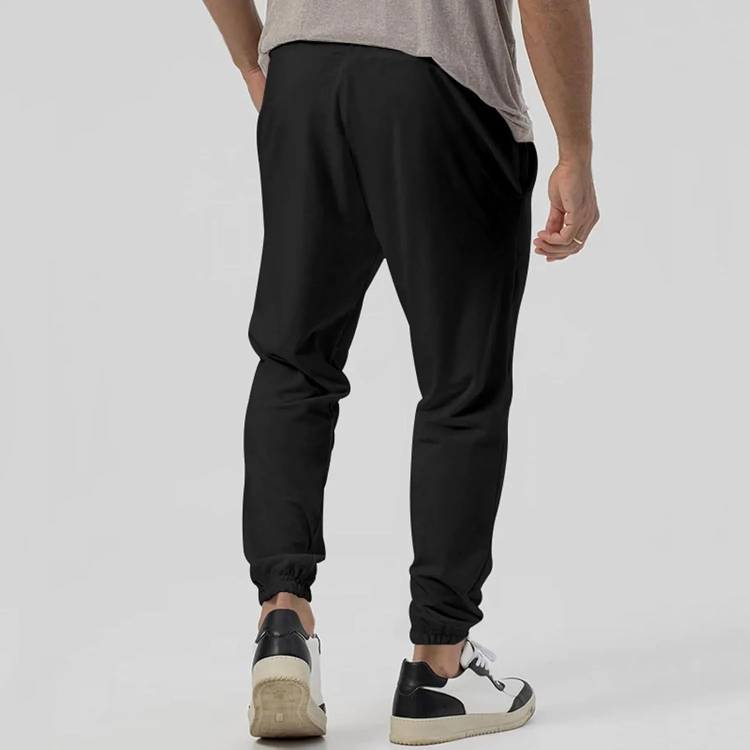 Mens Tracksuit Bottoms Elastic Waist Drawstring Sweatpants Solid Color Trousers Slim Fit Thickened Leggings with Pocket