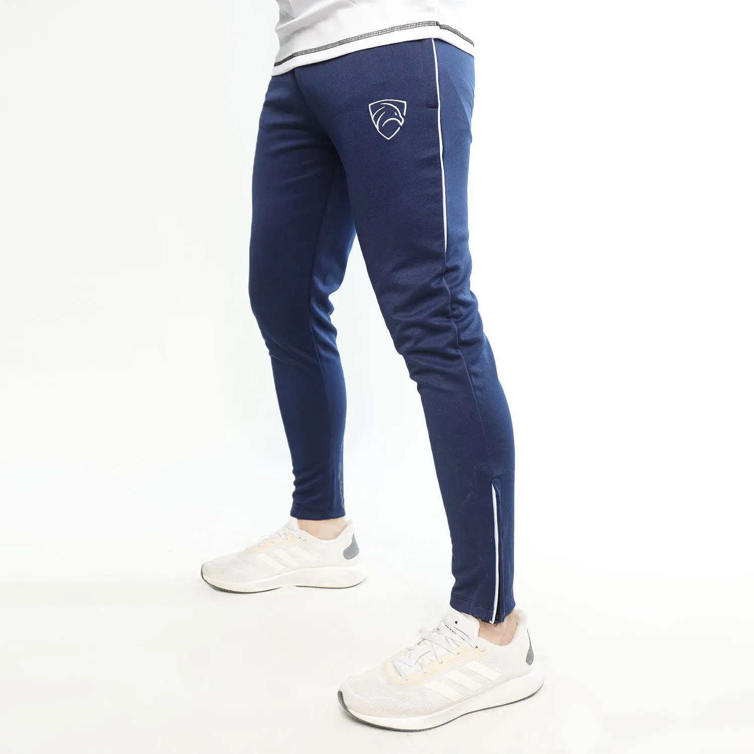 Navy Interlock Bottoms With Piping and Ankle Zips