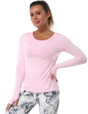 Open Back Long Sleeve Tops lightpink_Golf