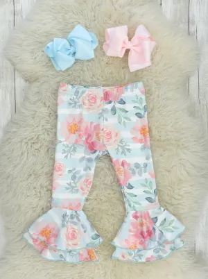 Pink Rose Tiered Bell Bottoms