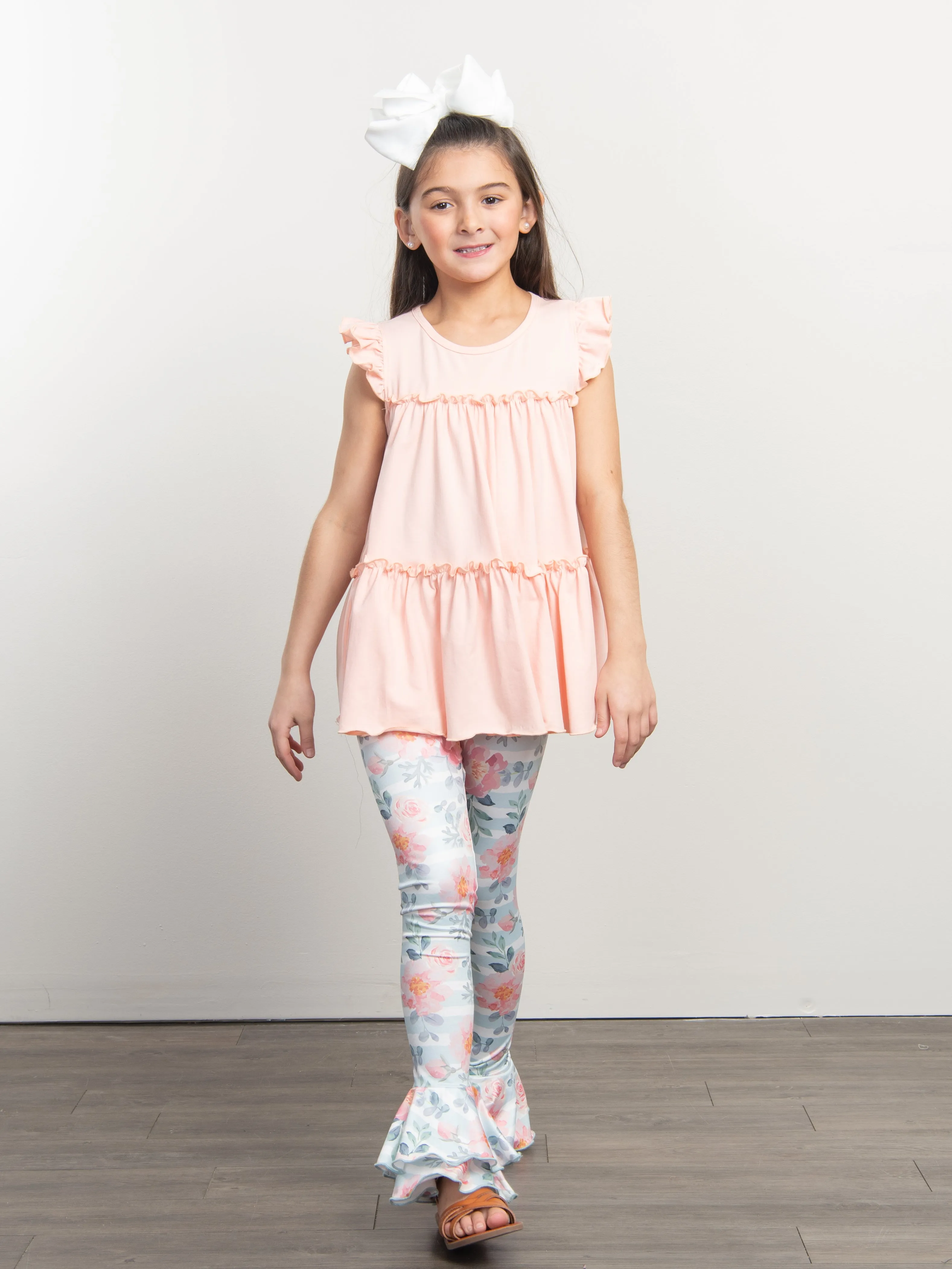 Pink Rose Tiered Bell Bottoms