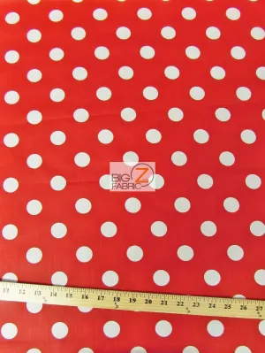 Poly Cotton Printed Fabric Big Polka Dots / Red/White Dots / Sold By The Yard