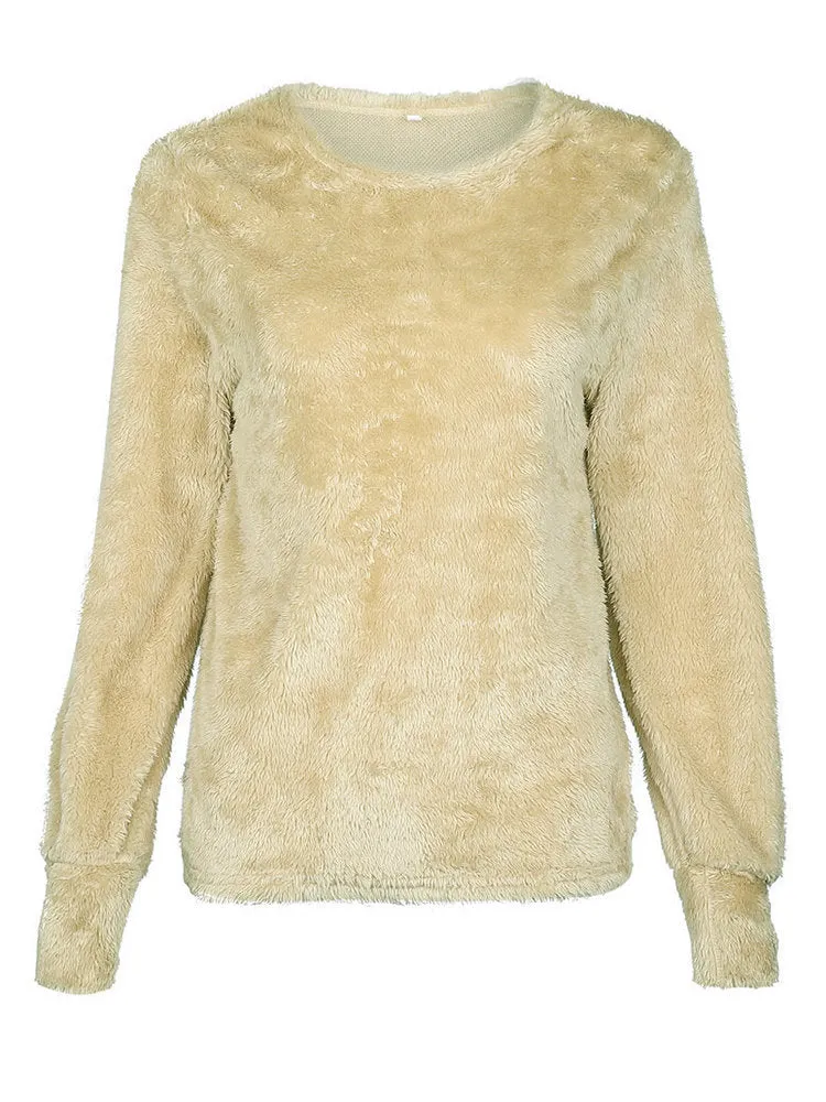 Pure Color Pullover O-neck Sweatshirts