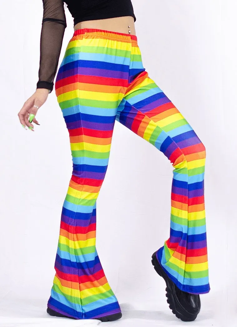 Rainbow Stripe Flare Bottoms