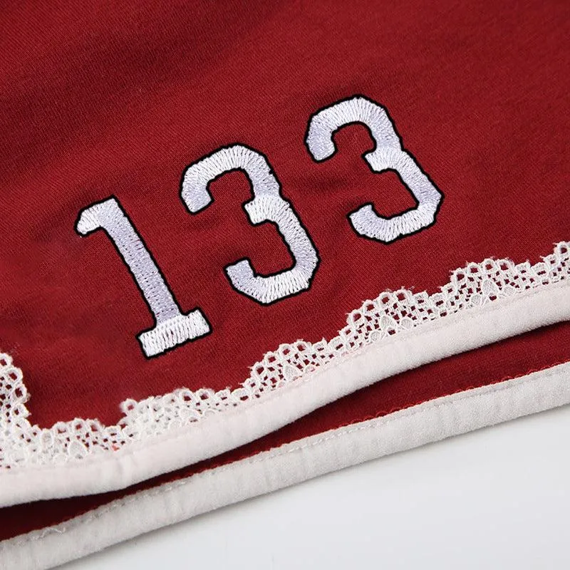Red Sporty Drawstring Shorts