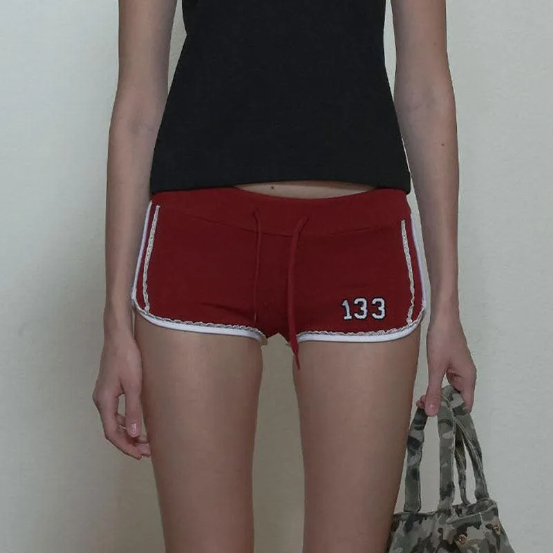 Red Sporty Drawstring Shorts