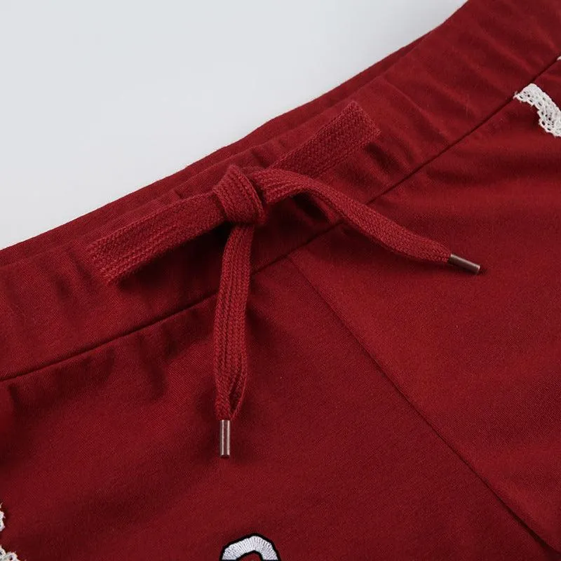 Red Sporty Drawstring Shorts