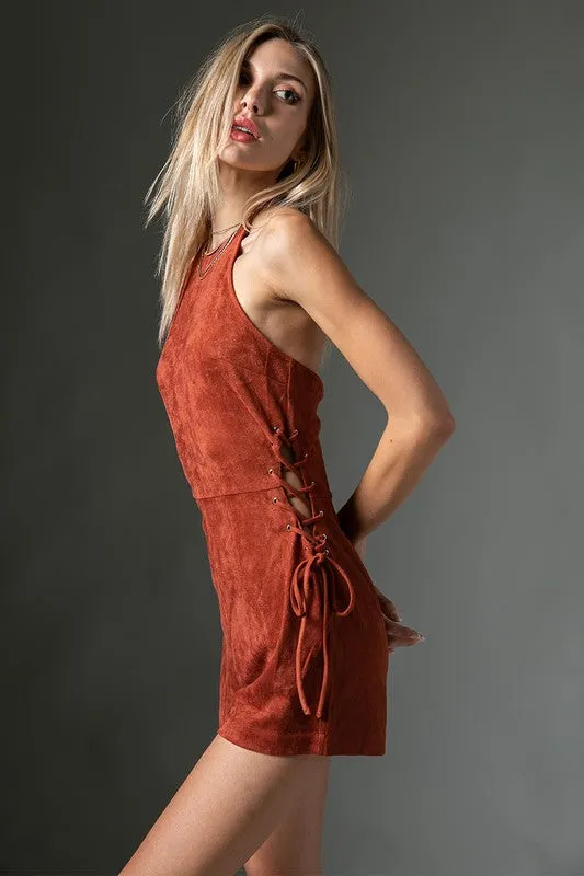 Suede Halter Romper-FINAL SALE