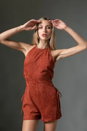 Suede Halter Romper-FINAL SALE