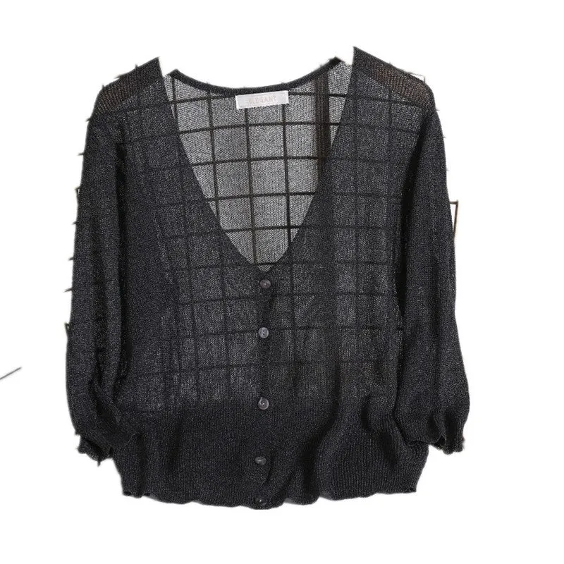 Summer Sunscreen Cardigan Women Short Ice Silk Thin Shawl Matching Sweater