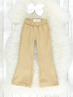 Tan Ruffle Bell Bottoms