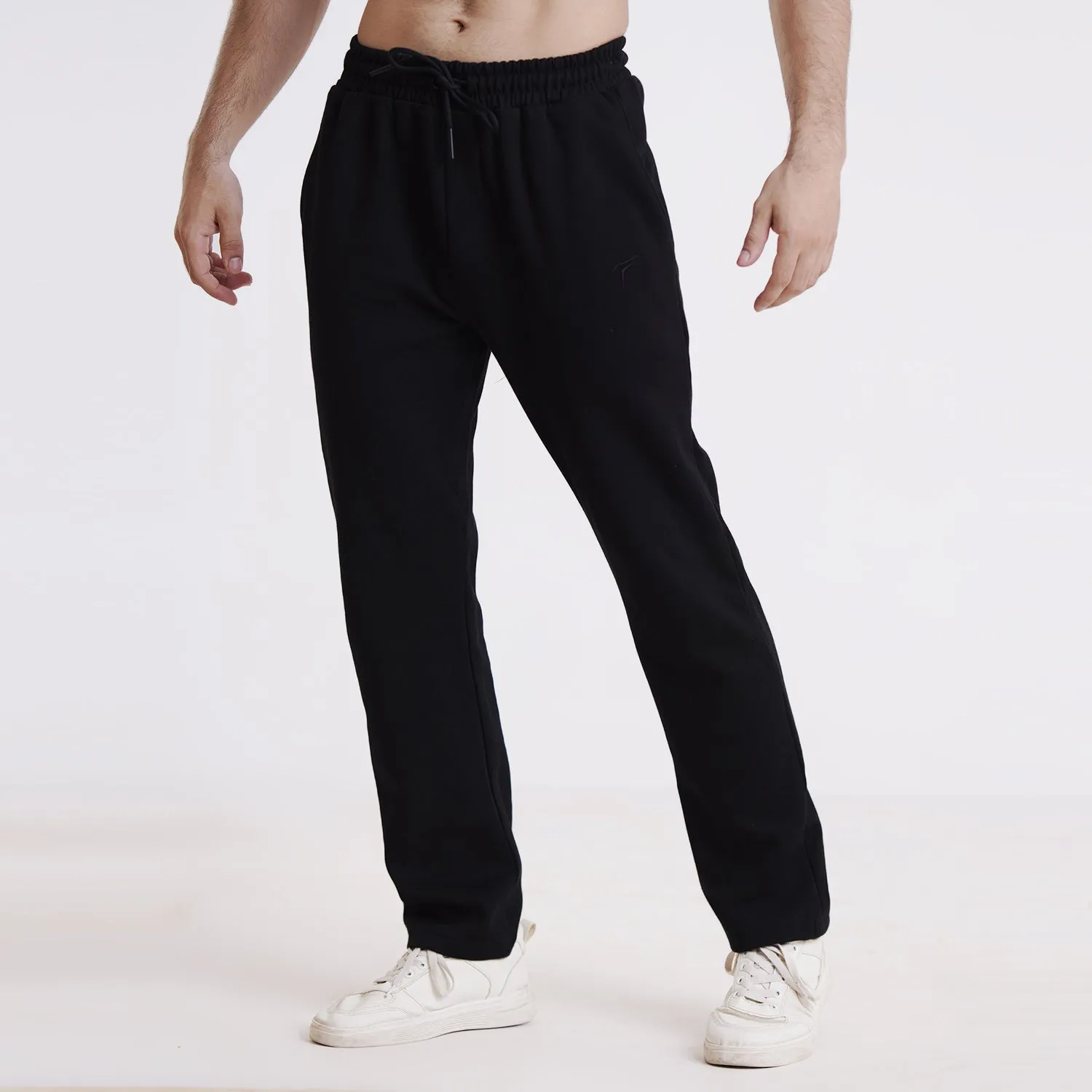 Tf-Basic Black Premium Cotton Straight Bottoms