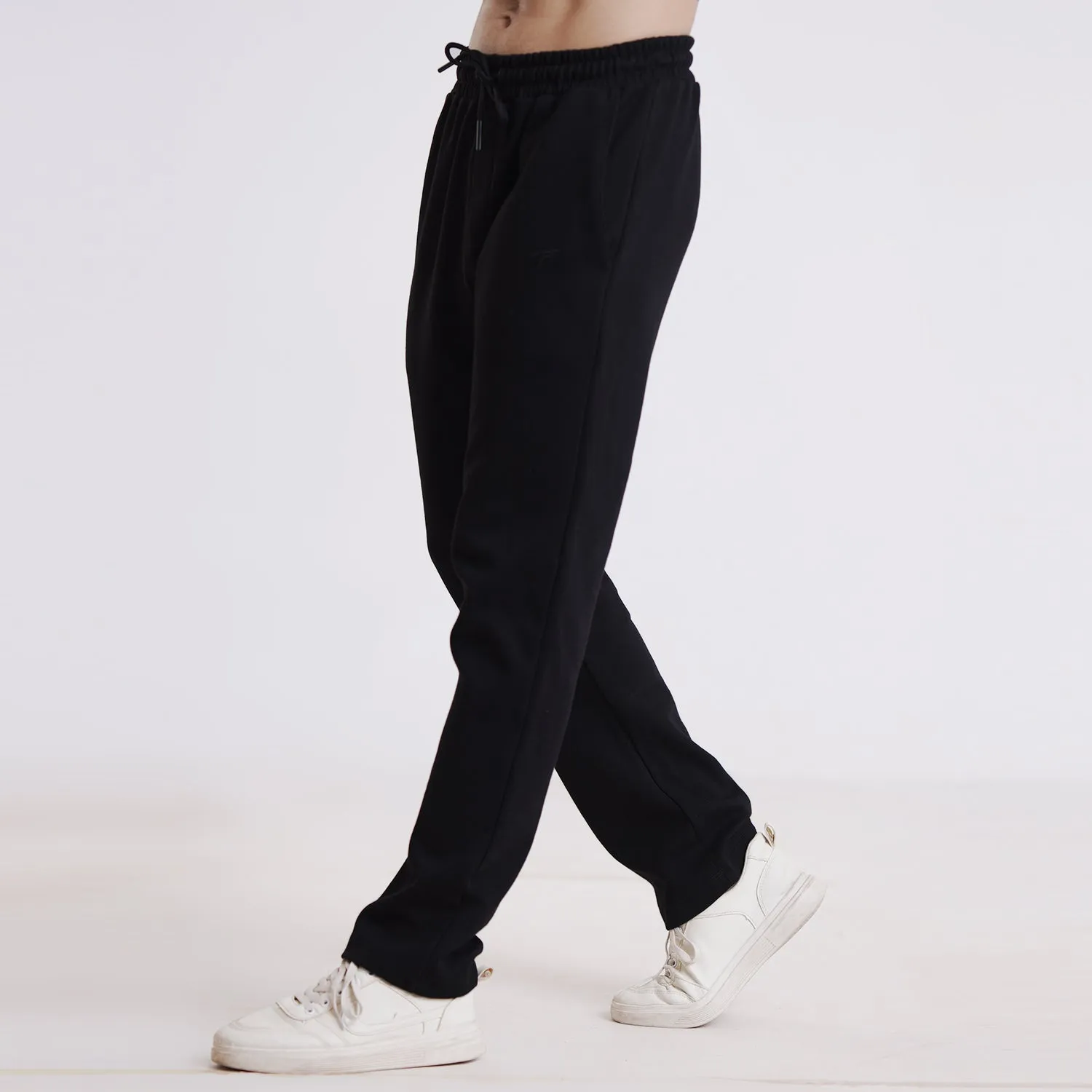 Tf-Basic Black Premium Cotton Straight Bottoms