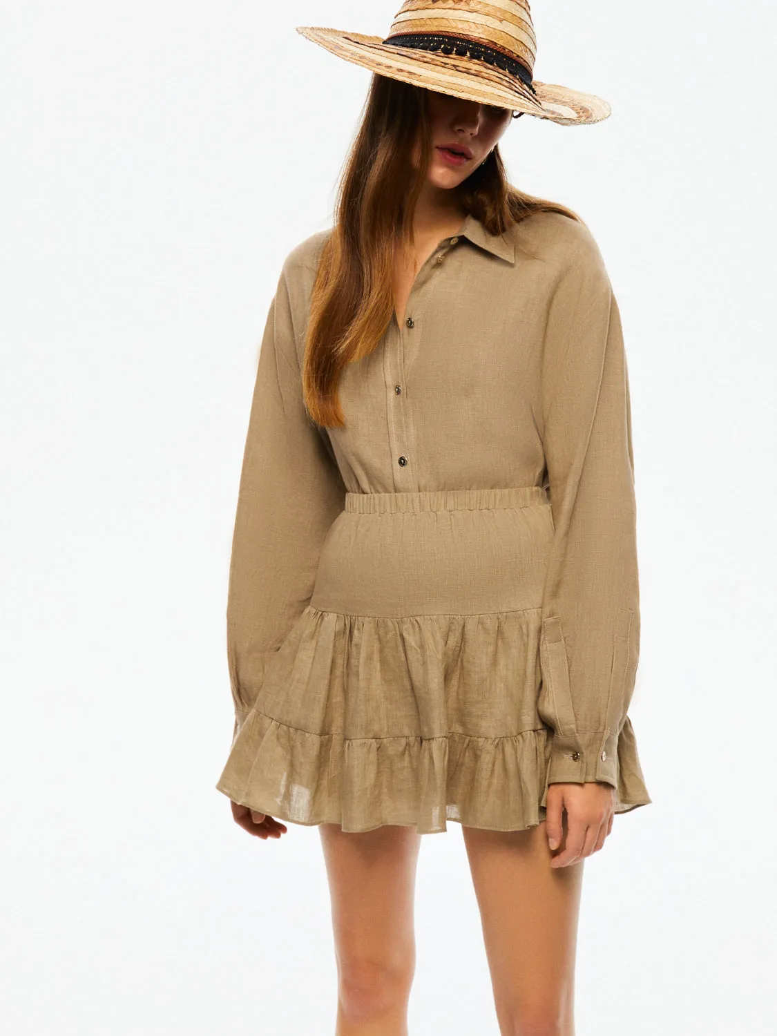 Tiered Mini Linen Skirt (Final Sale)
