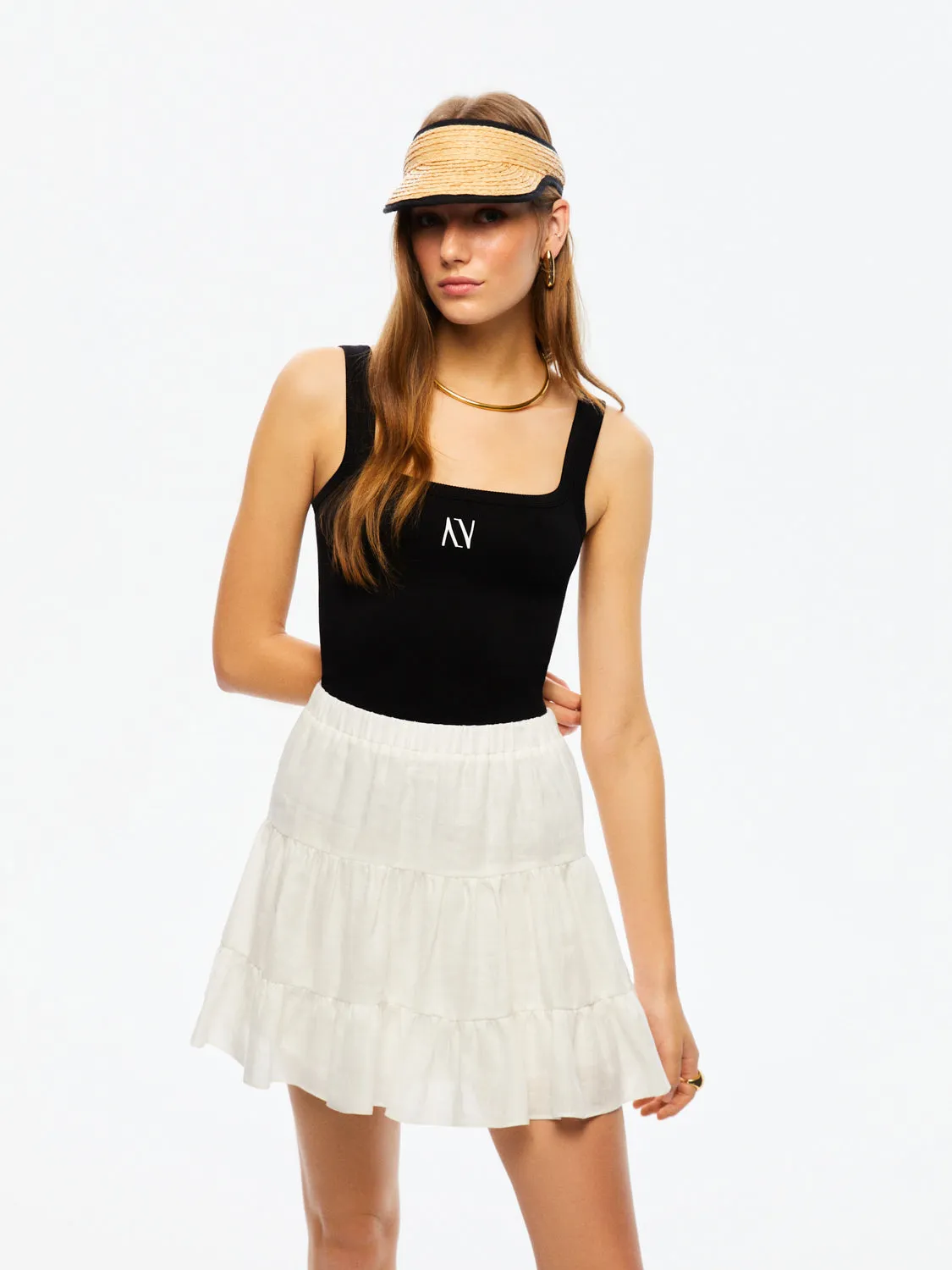 Tiered Mini Linen Skirt (Final Sale)