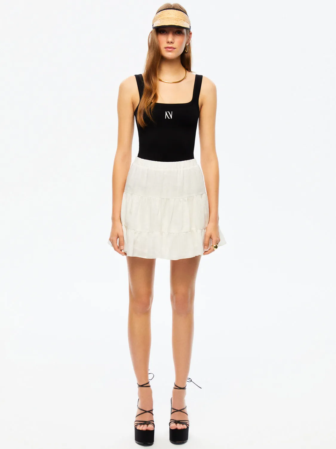 Tiered Mini Linen Skirt (Final Sale)