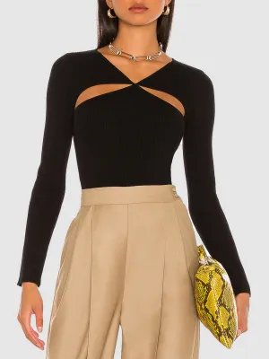 Womens Elegant Hollow Knit Blouse SIZE S-XL