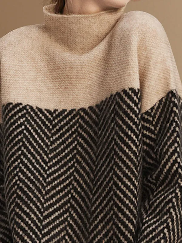 xakxx Casual Loose High-Neck Sweater Tops