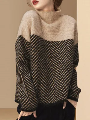 xakxx Casual Loose High-Neck Sweater Tops