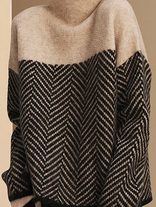 xakxx Casual Loose High-Neck Sweater Tops