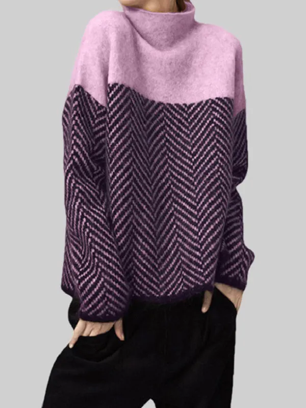 xakxx Casual Loose High-Neck Sweater Tops