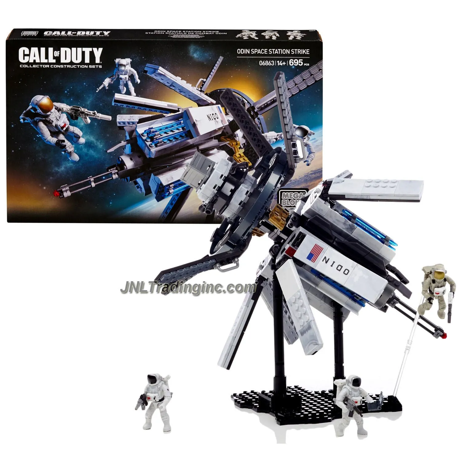 Year 2014 Mega Bloks Call of Duty Set #06863 - ODIN SPACE STATION with Articulated Panels Plus 3 Micro Figures with Computer, Interchangeable Weapons, Ammunition Vests and Backpacks (Pieces: 695)