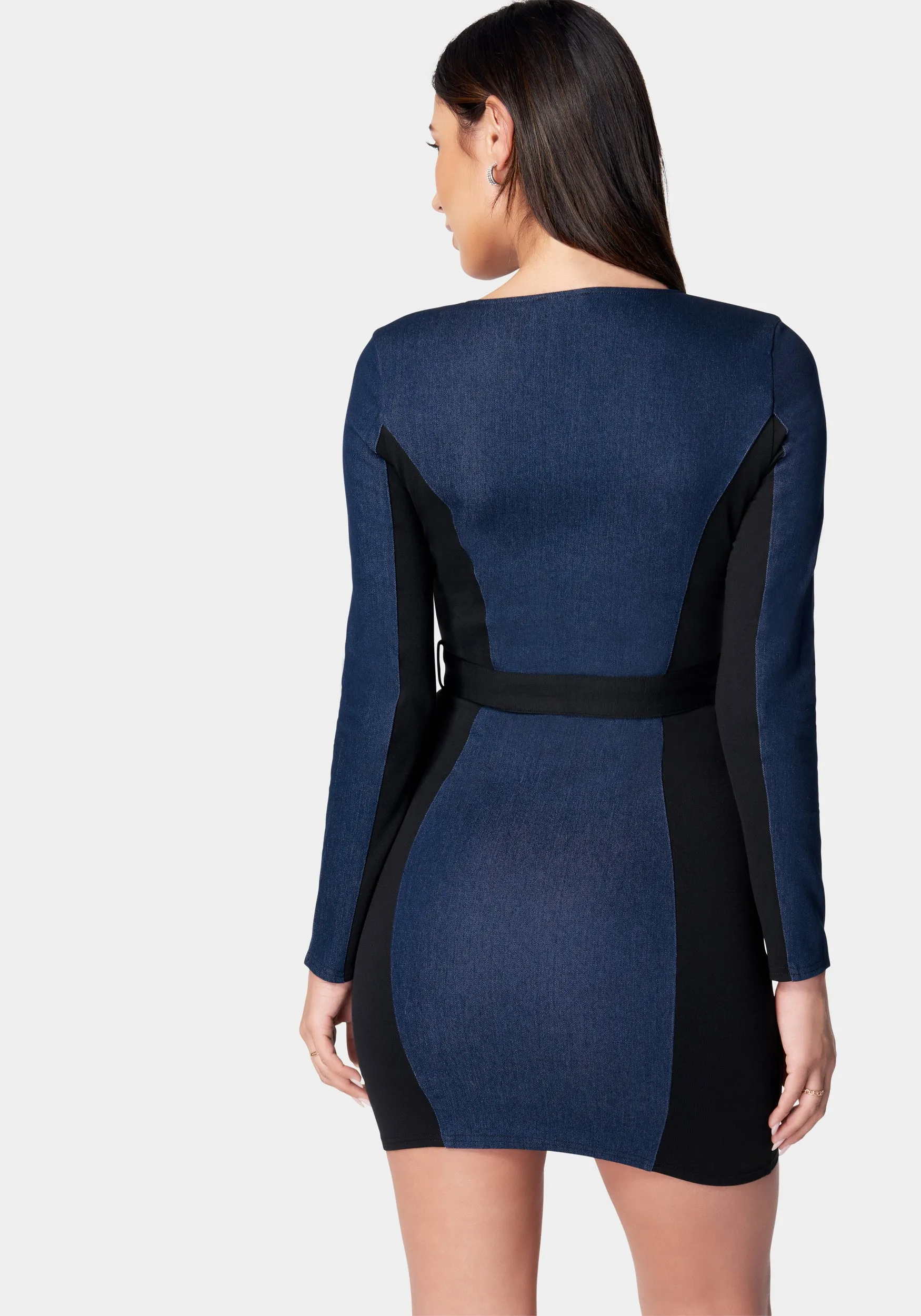 Zip Front Knit Colorblock Dress